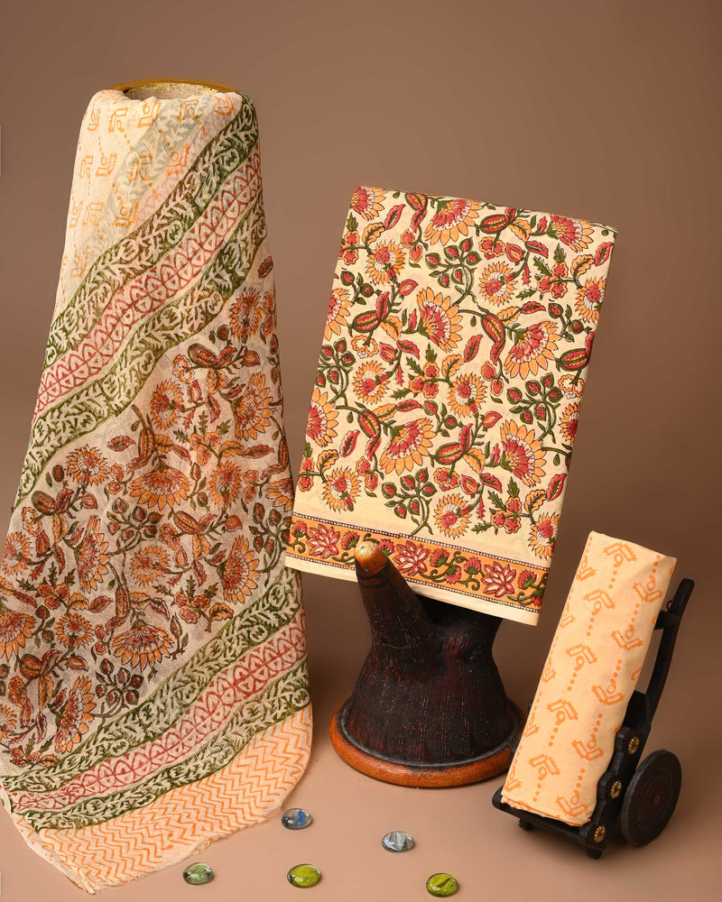Premium Sanganeri Cotton Suit With Chiffon Dupatta Eacotch - Rajasthan - Jaipur ID1550317
