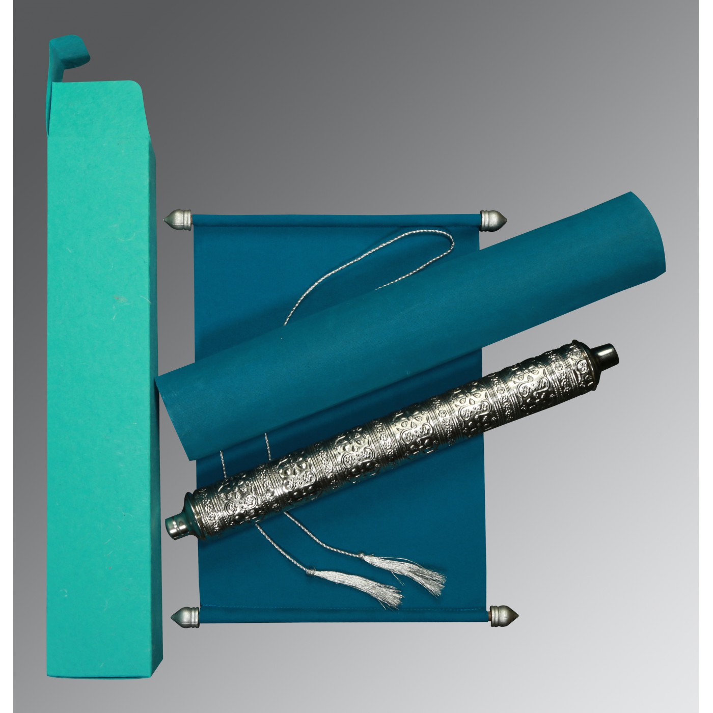 Turquoise Velvet Scroll Wedding Cards Invitations - Massachusetts - Boston ID1611411 2