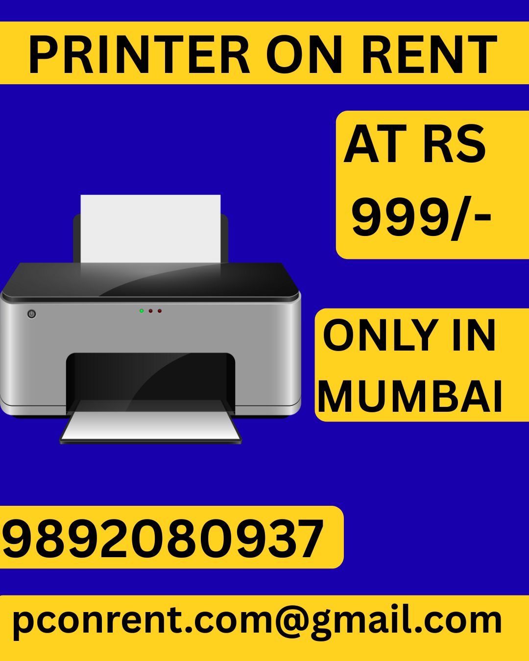 Printer on rent on rent price start  Rs999  Mumbai  Vas - Maharashtra - Mumbai ID1616487