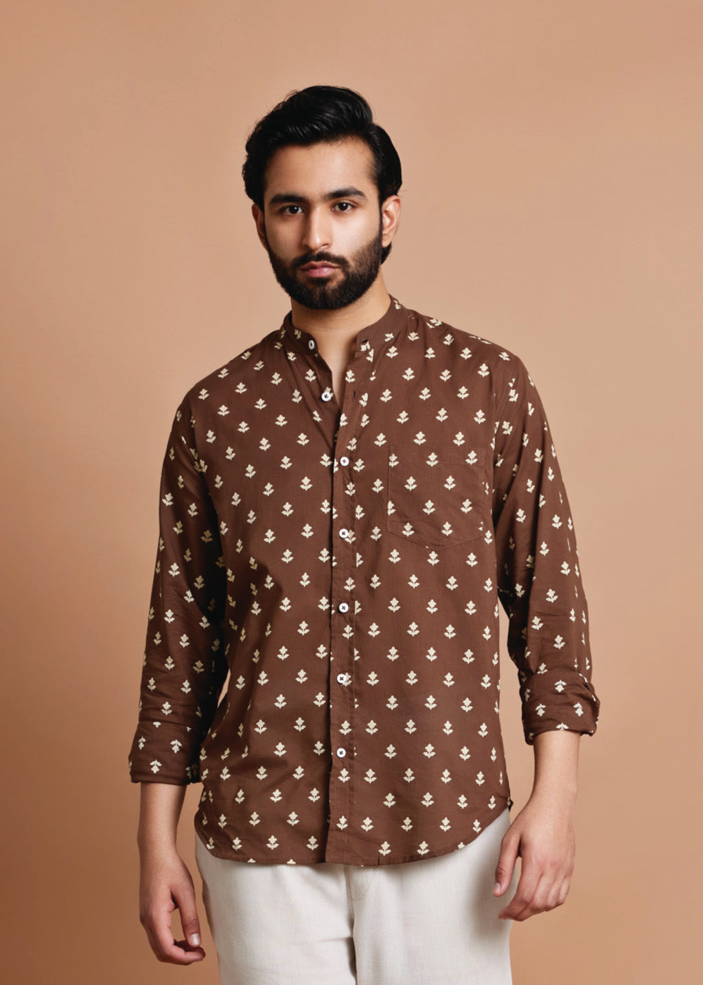 Buy Dark Brown Regular Cotton Full Sleeve Shirt Online - Rajasthan - Jaipur ID1545852