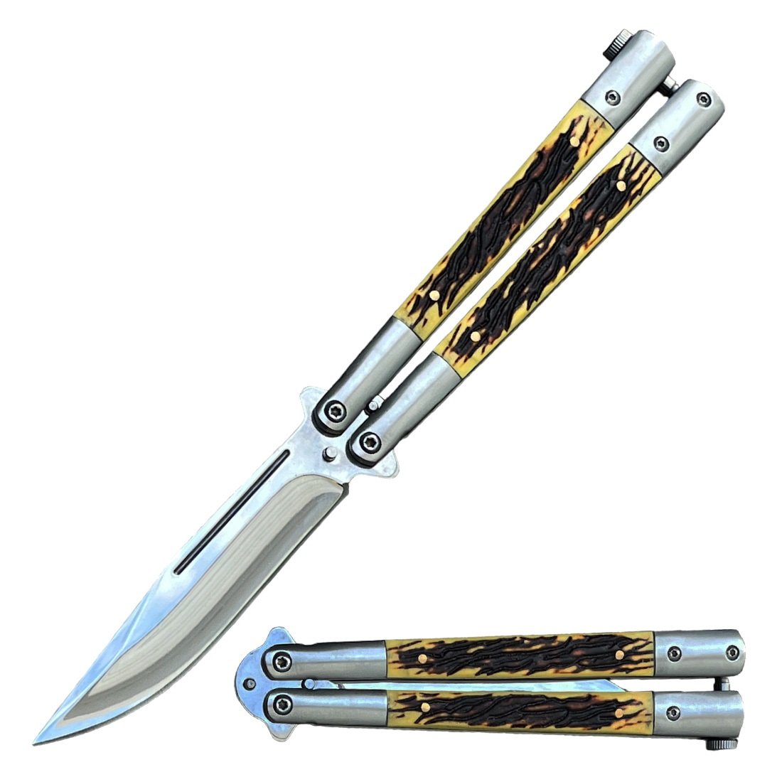 Clip Point Creature Comforts Stag Butterfly Balisong Knife F - California - Anaheim ID1544298