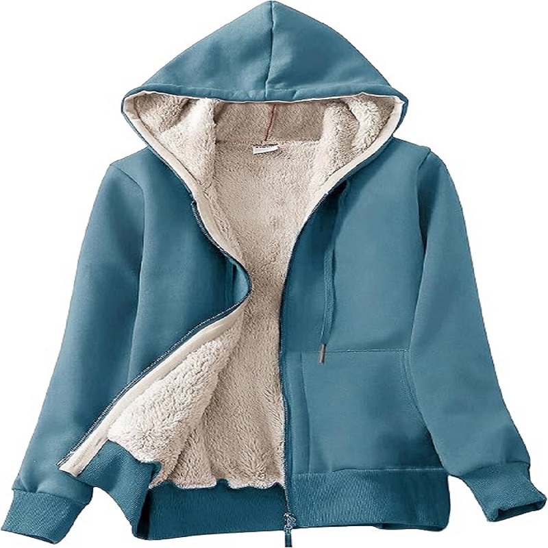 Yeokou Womens Casual Full Zip Up Sherpa Lined Hoodie - New York - Albany ID1592624
