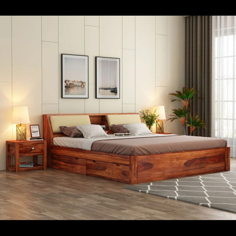 Buy Walken Sheesham Wood Designer Bed with Full Drawer Stora - Karnataka - Bangalore ID1517047