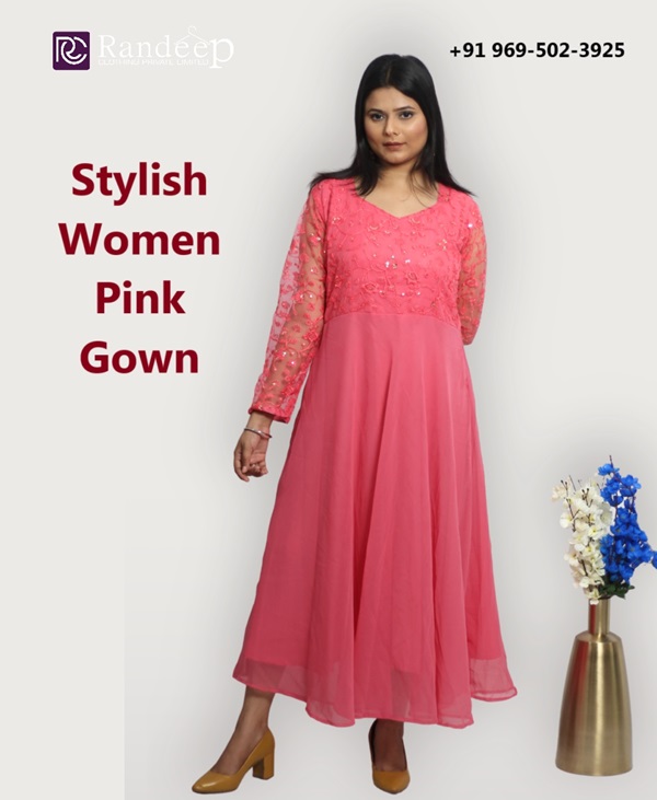 Stylish Women Pink Gown  Randeep Clothing - Uttar Pradesh - Lucknow ID1593824
