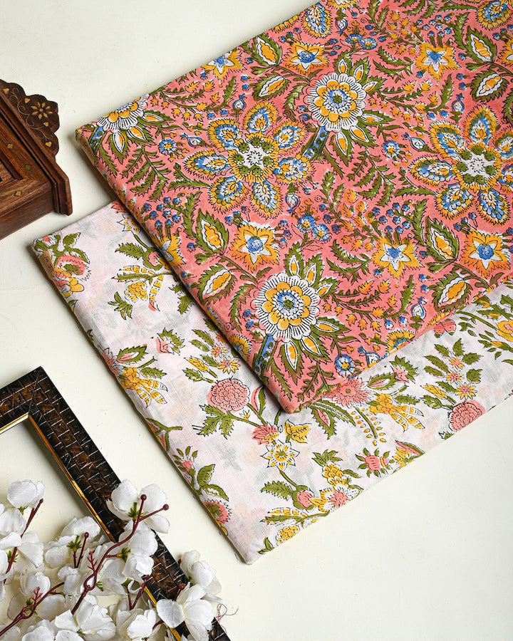 Buy Hand Block Printed Cotton Suit Top And Bottom Set - Rajasthan - Jaipur ID1545539