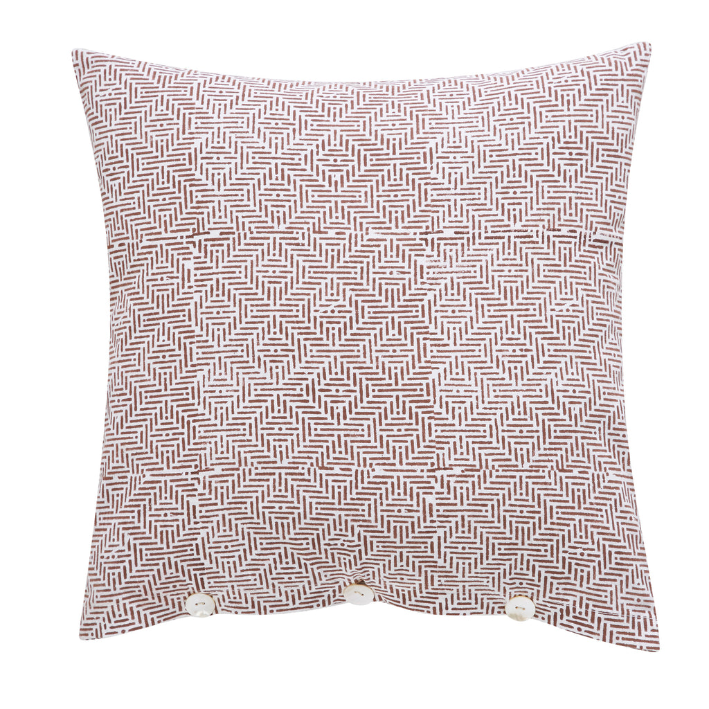 Buy Sunset Brown  Orange Hand Block Printed Cotton Cushion  - Rajasthan - Jaipur ID1520169