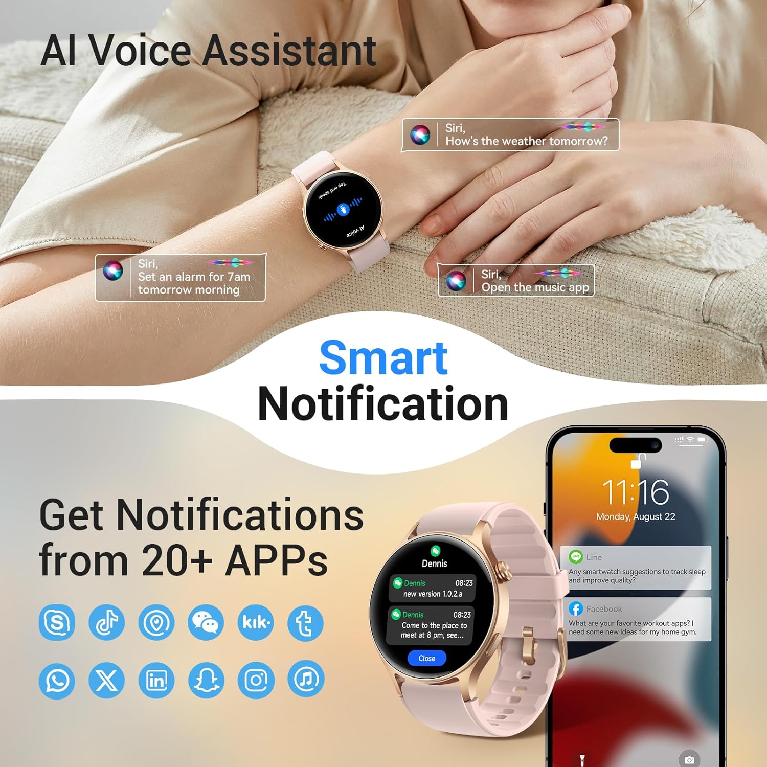 Fitpolo Smart Watch for Women 132 AMOLED Touchscreen - New York - Albany ID1587130 4