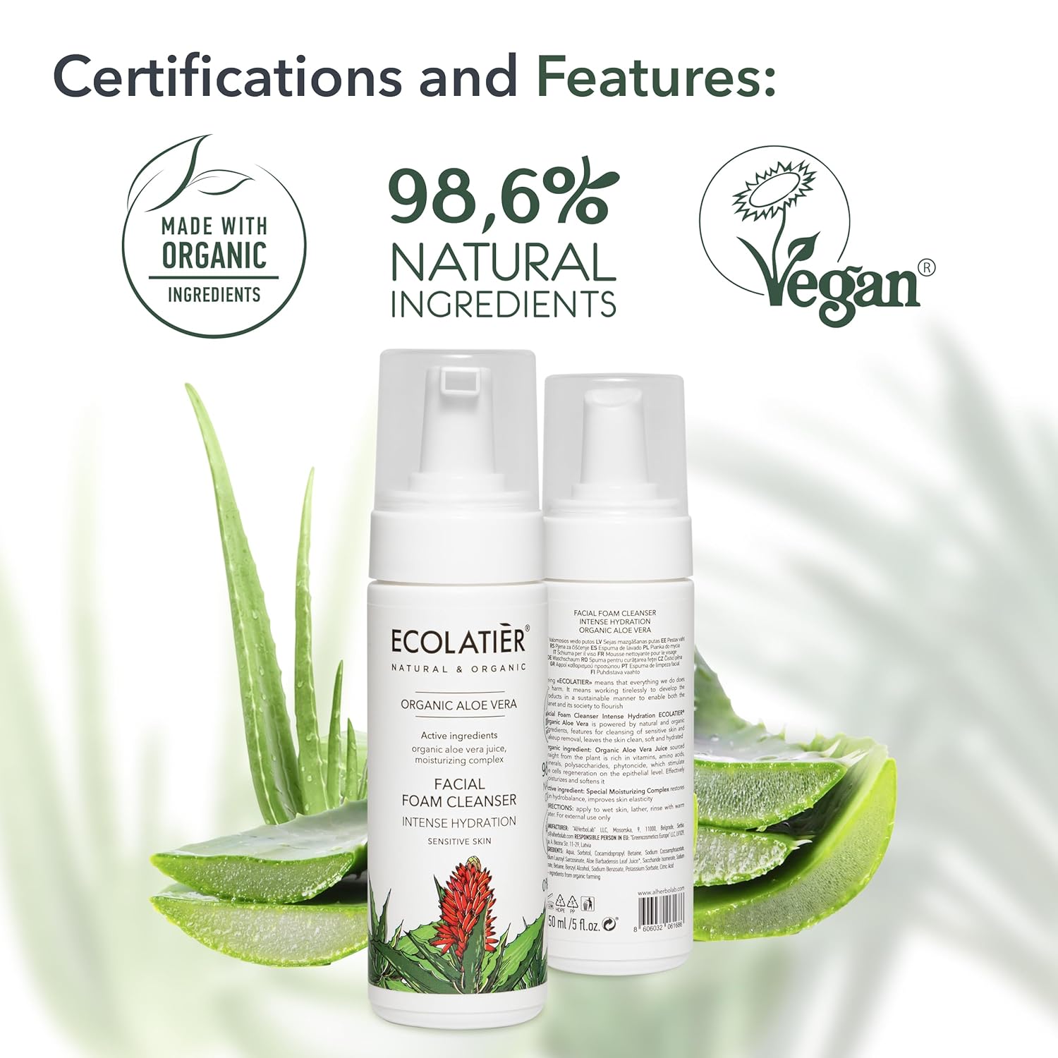 Facial Foam Cleanser Intense Hydration Organic Aloe Vera - New York - Albany ID1593063