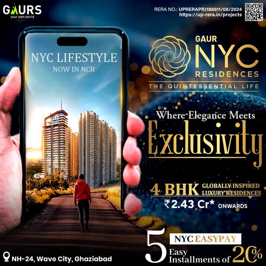 4 BHK Apartment in wave city Ghaziabad  Gaur NYC Residenc - Uttar Pradesh - Ghaziabad ID1613757