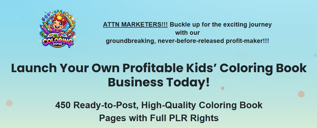 Kids Coloring Empire PLR Review - New York - Albany ID1585194