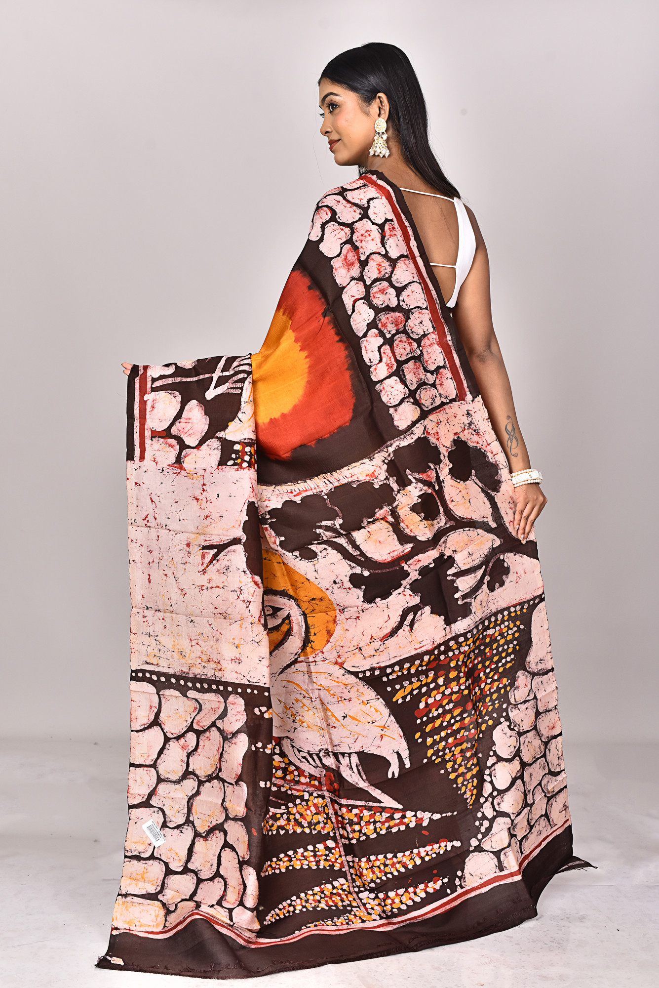 Hand Batik Pure Silk Saree - West Bengal - Kolkata ID1586157