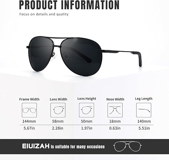 Eiuizah Polarized Aviator Sunglasses for Men - New York - Albany ID1586686 3