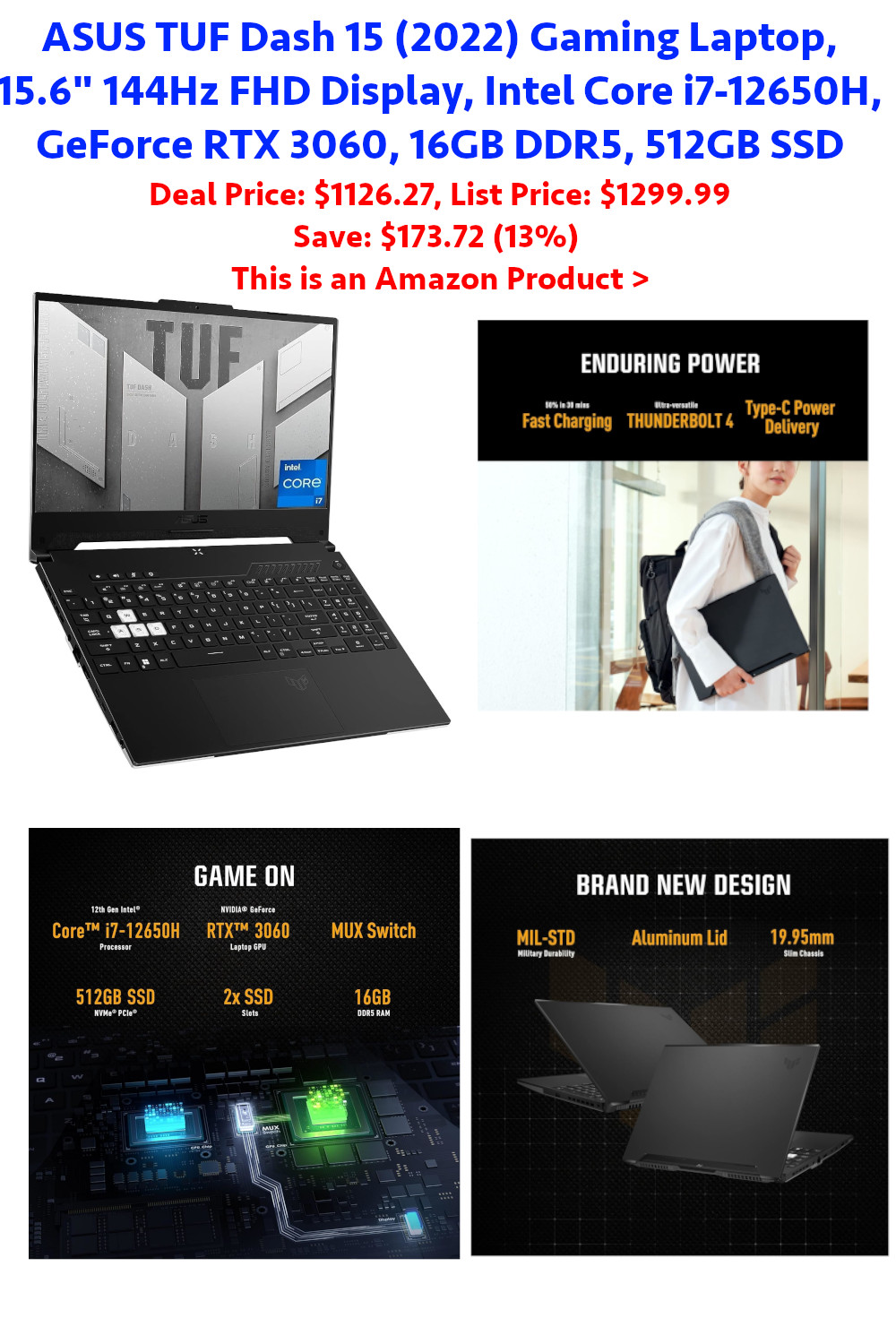 ASUS TUF Dash 15 2022 Gaming Laptop 156 144Hz FHD Displ - New York - New York ID1521750