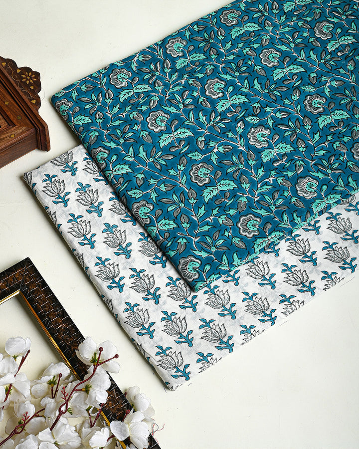 Buy Premium Hand Block Printed Cotton Suit Top And Bottom Se - Rajasthan - Jaipur ID1538144