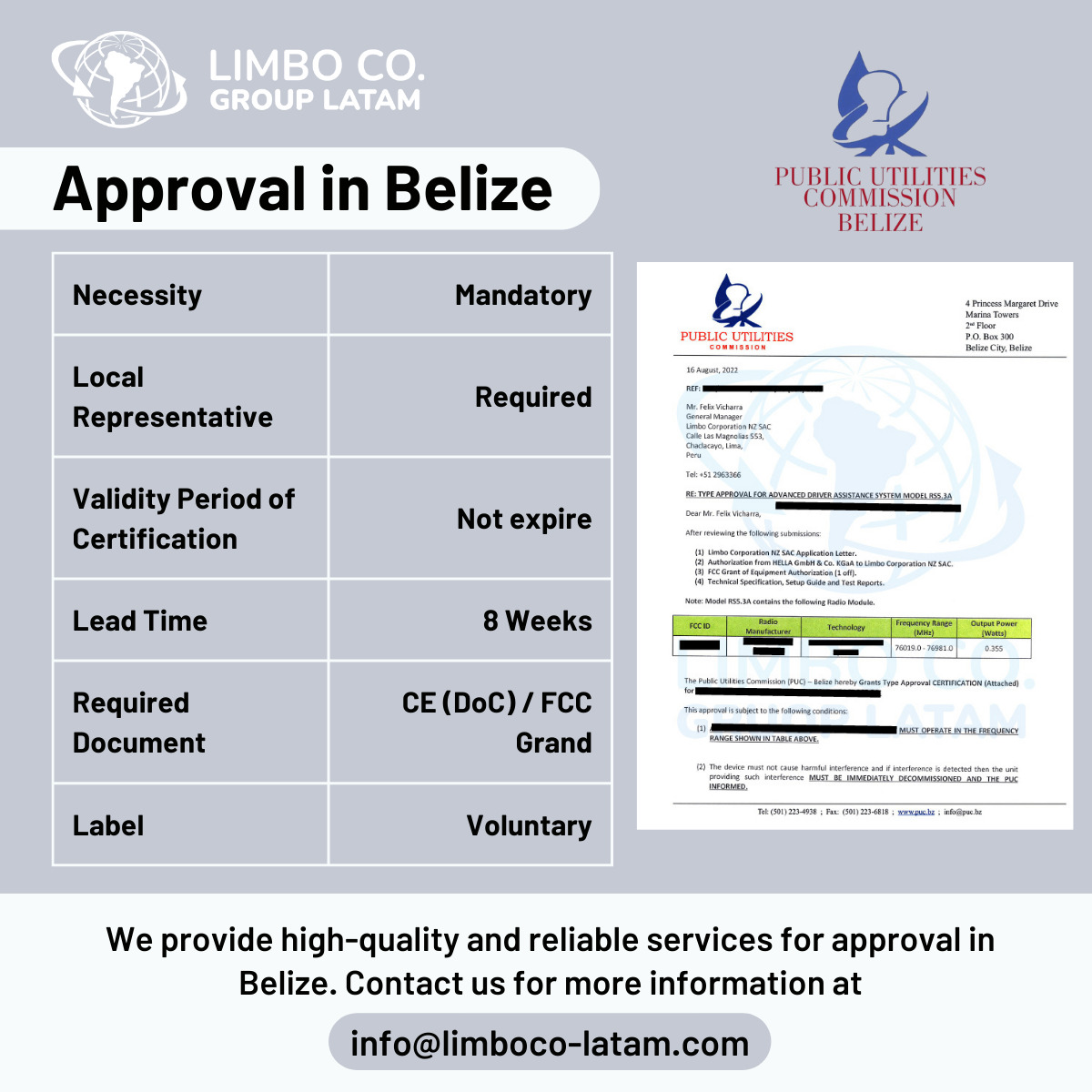 Type Approval in Belize - Maharashtra - Mumbai ID1612774