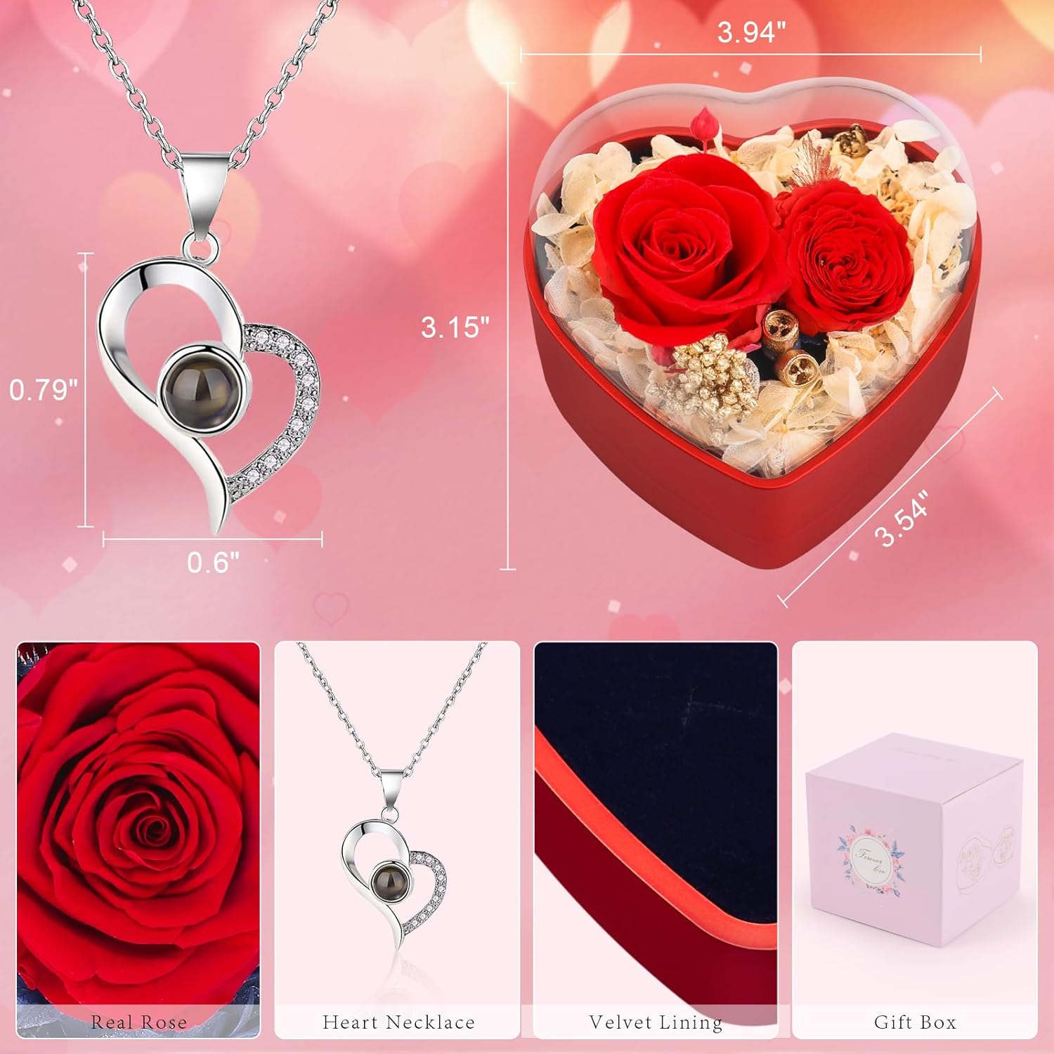 Eternal Roses Flower Gifts Preserved Rose with Heart Necklac - New York - Albany ID1595207 3