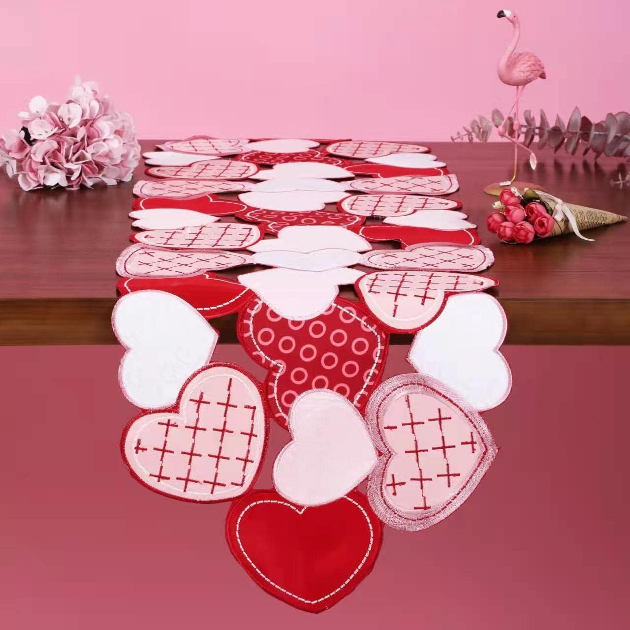 GRANDDECO Valentines Day Table Runner Love Sweet Red Heart T - New York - Albany ID1595406 2