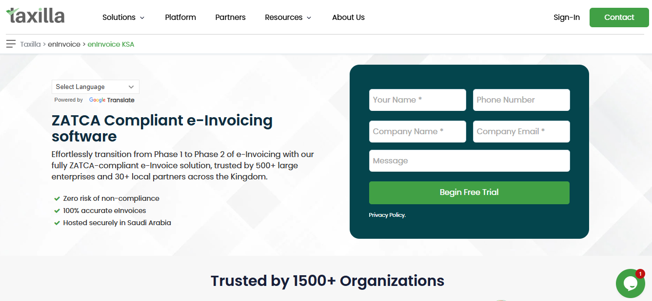 Taxillas eInvoicing solution for Saudi Arabia - Andhra Pradesh - Hyderabad ID1602640