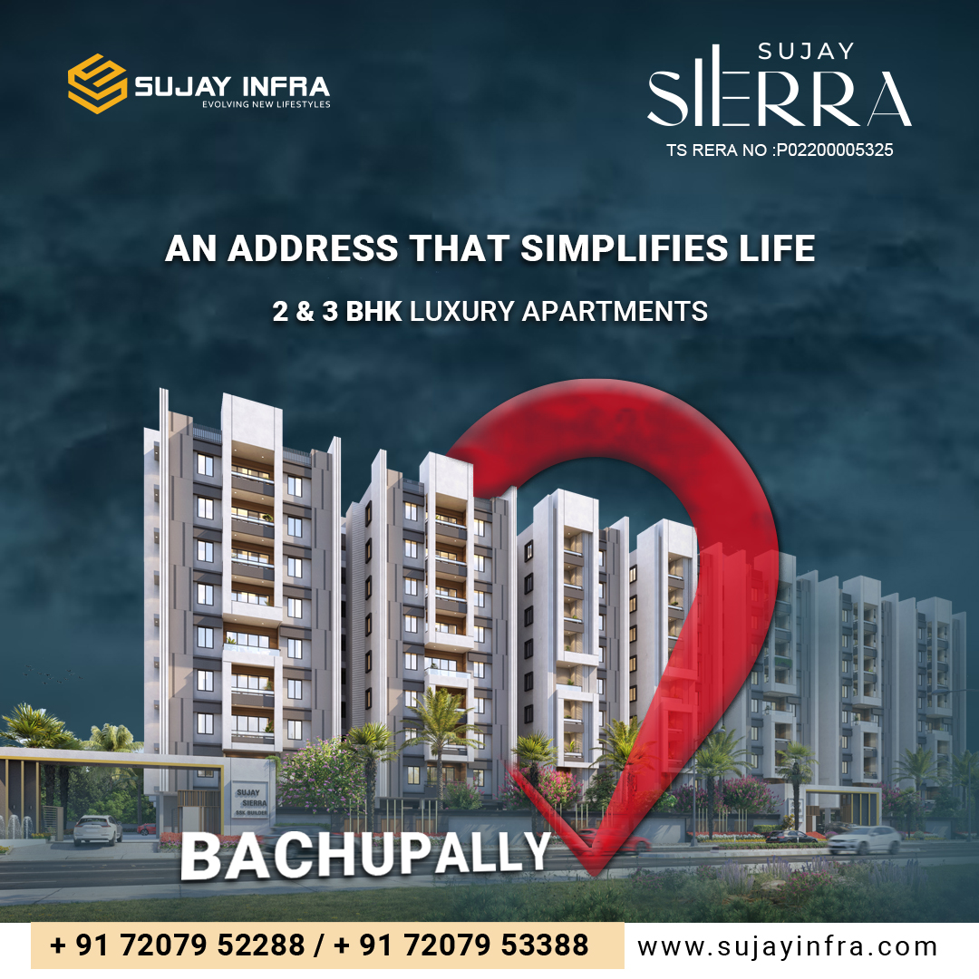 2 and 3bhk flats for sale in bachupally  Sujay Infra - Andhra Pradesh - Hyderabad ID1538227