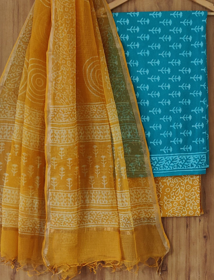 Buy Hand Block Print Cotton Suit Sets With Kota Doria Dupatt - Rajasthan - Jaipur ID1551576