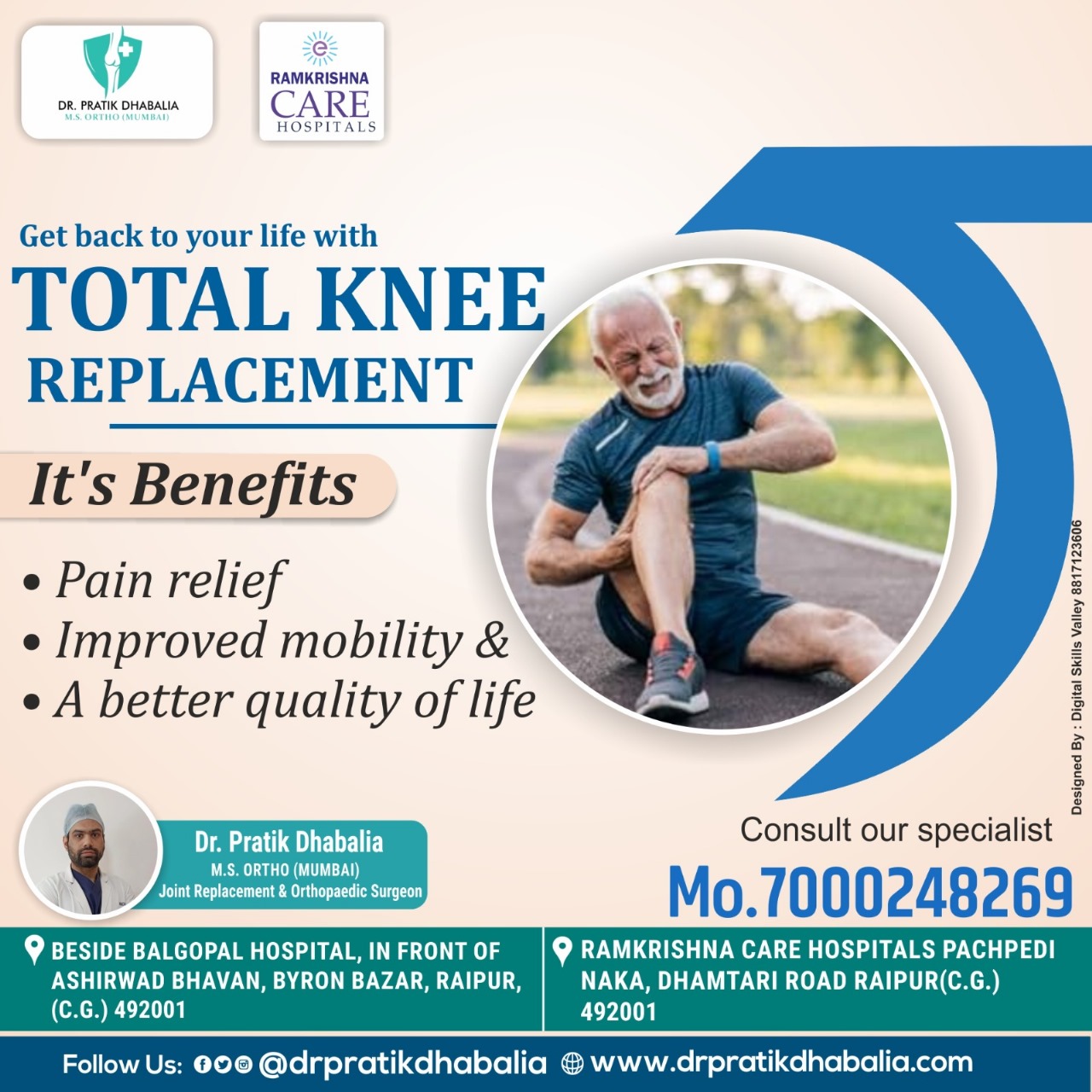 Best Knee replacement surgery in Raipur  Dr Pratik Dhabali - Chhattisgarh - Raipur ID1534026