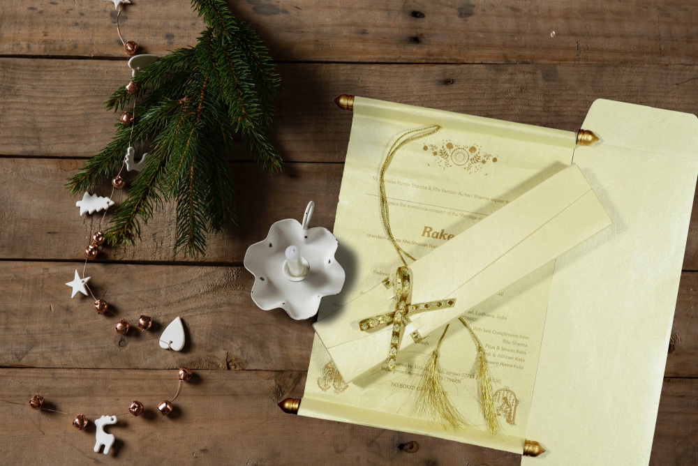 Elegant Scroll Wedding Invitations  Custom Scroll Cards  B - North Carolina - Charlotte ID1605639