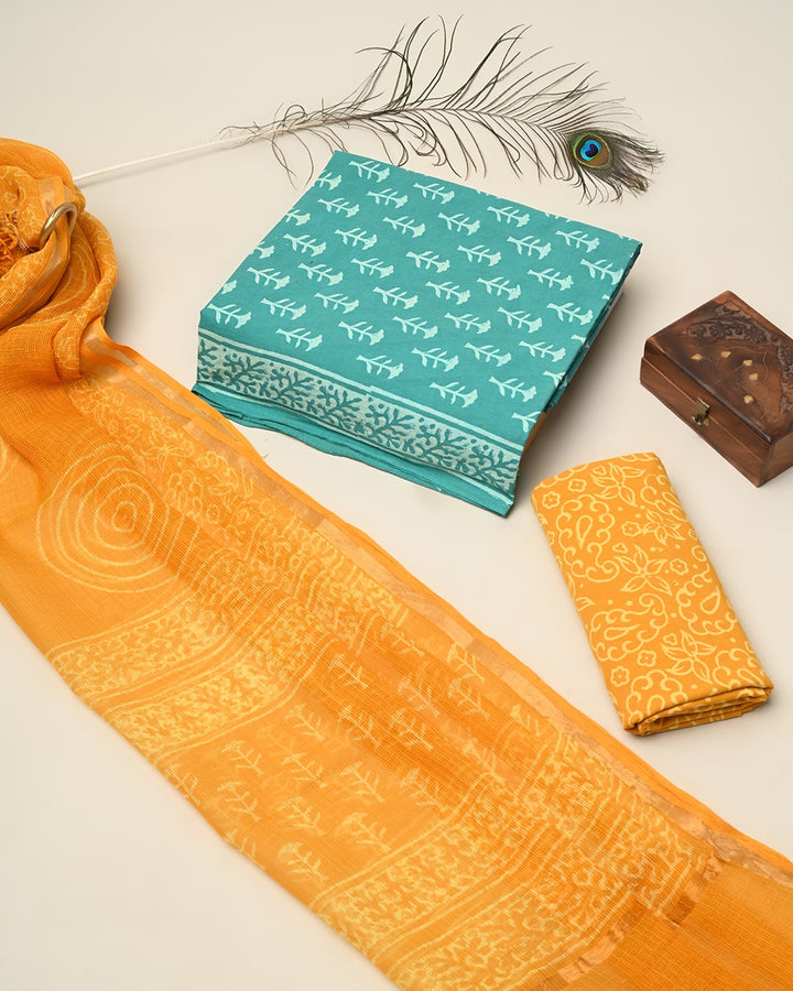 Buy Hand Block Print Cotton Suit Sets With Kota Doria Dupatt - Rajasthan - Jaipur ID1551574