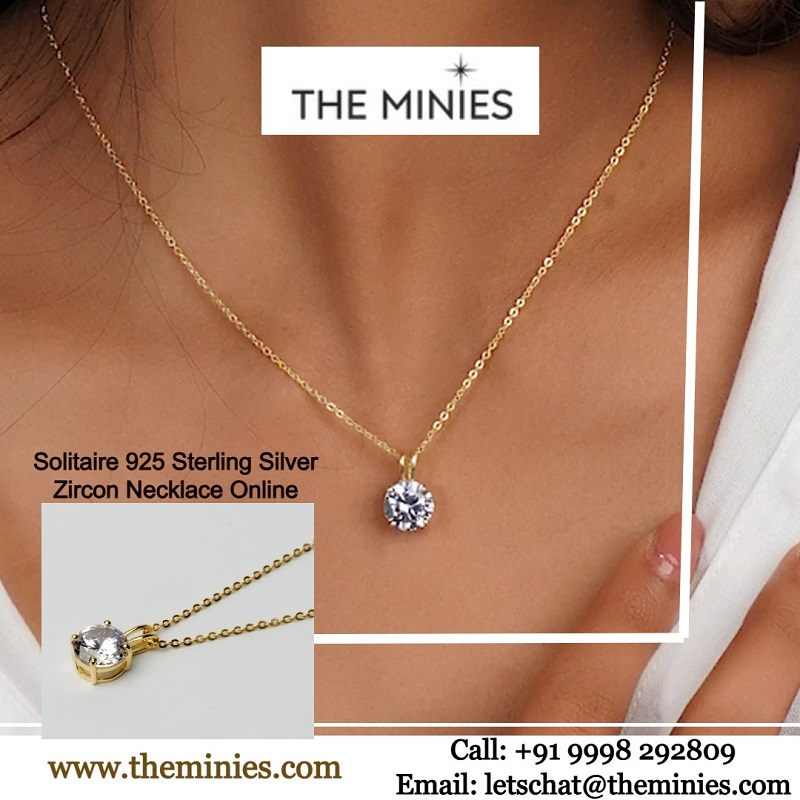 Buy Solitaire 925 Sterling Silver Zircon Necklace Online At  - Gujarat - Vadodara ID1593798