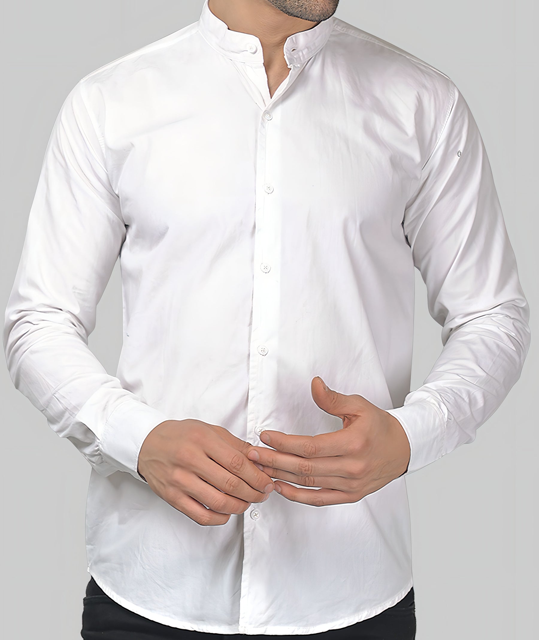 Buy Premium Dope White Cotton Mandarin Mens Shirt Online - Madhya Pradesh - Jabalpur ID1552328