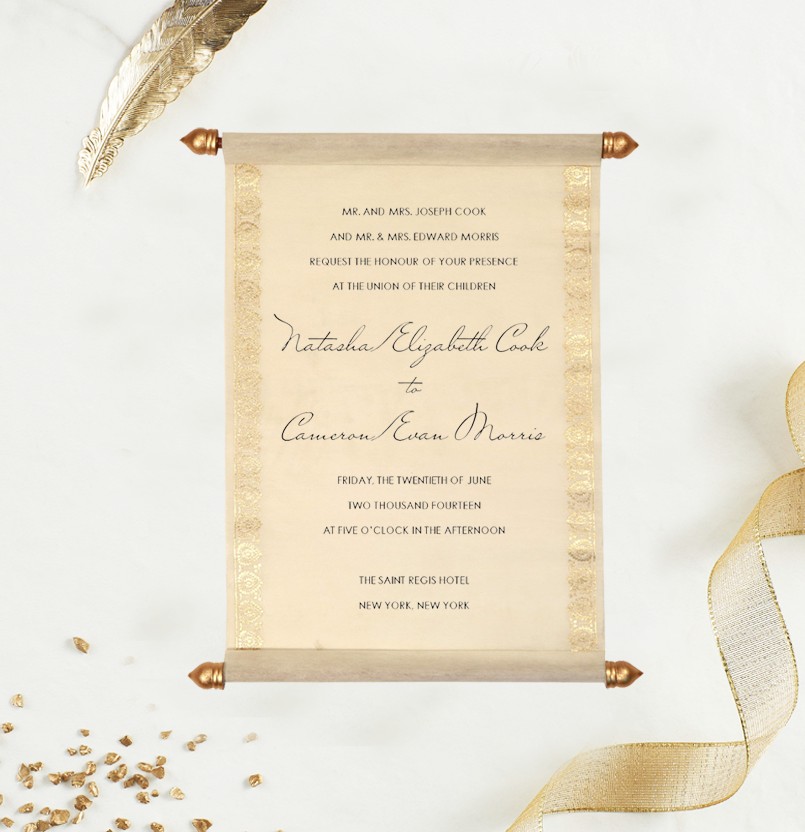 Elegant Scroll Wedding Invitations  Custom Scroll Cards  B - Texas - Dallas ID1608443