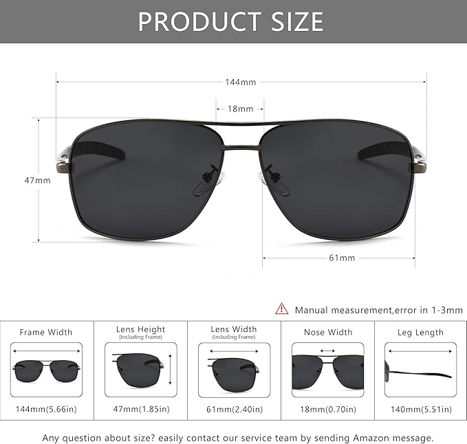 SUNGAIT Mens Polarized Square Aviator Sunglasses - New York - Albany ID1590678 4