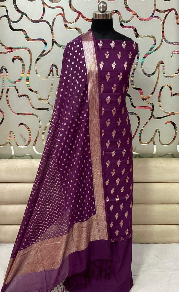 Buy Exclusive Banarasi Pure Chanderi Silk Suit Online - Rajasthan - Jaipur ID1524758