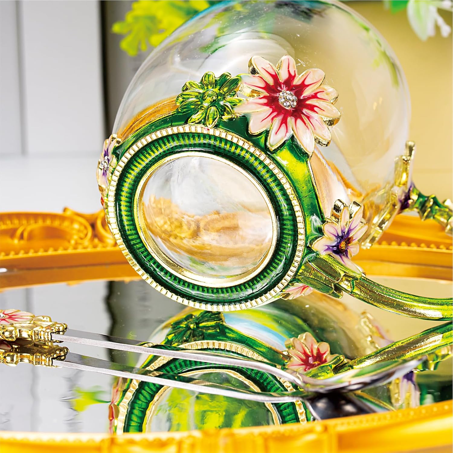 Flower Tea Cup Daisy Flower Clear Glass Fancy Coffee Cup - New York - Albany ID1595227 3