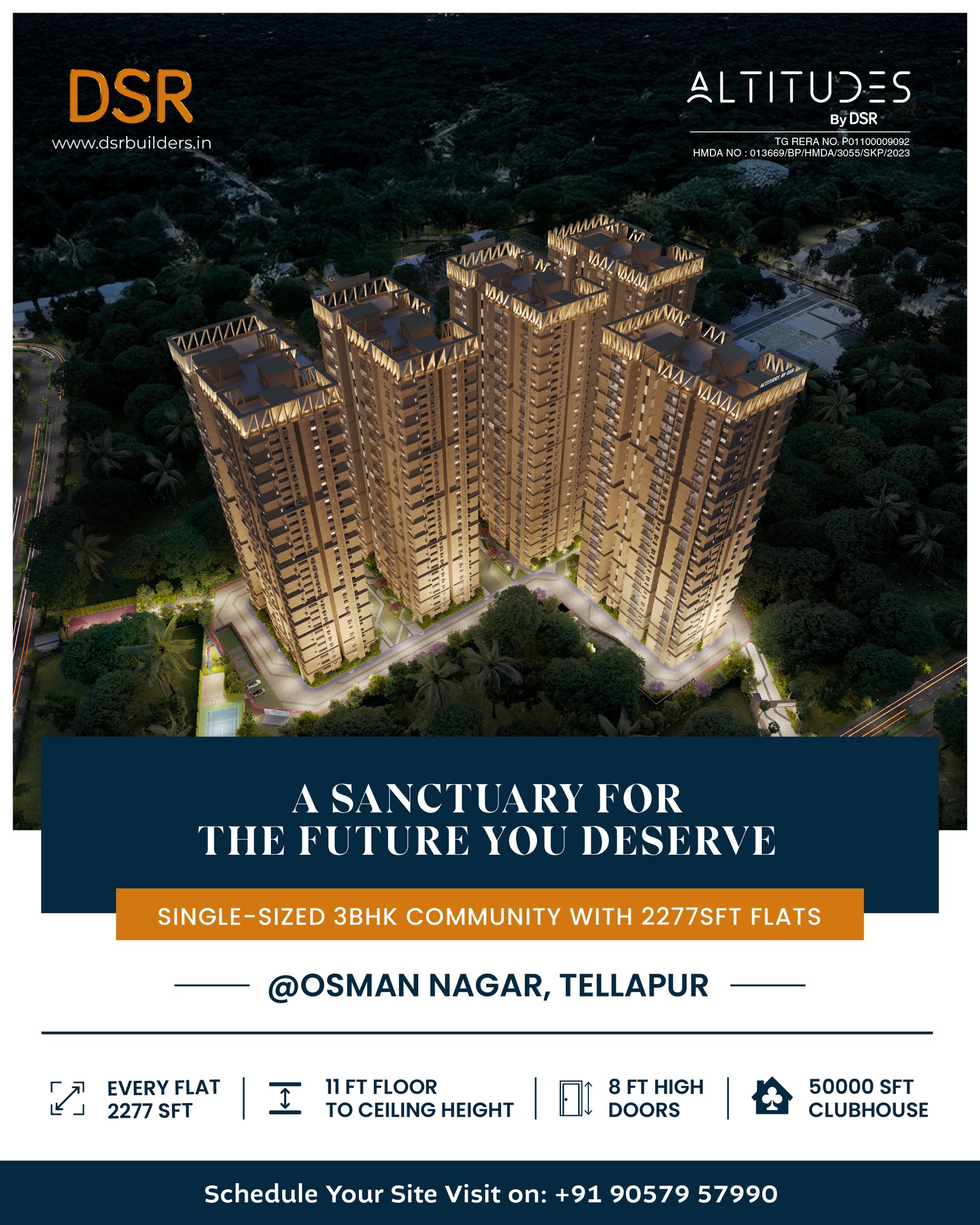 Osman nagar 3 BHK apartments for sale - Andhra Pradesh - Hyderabad ID1602769