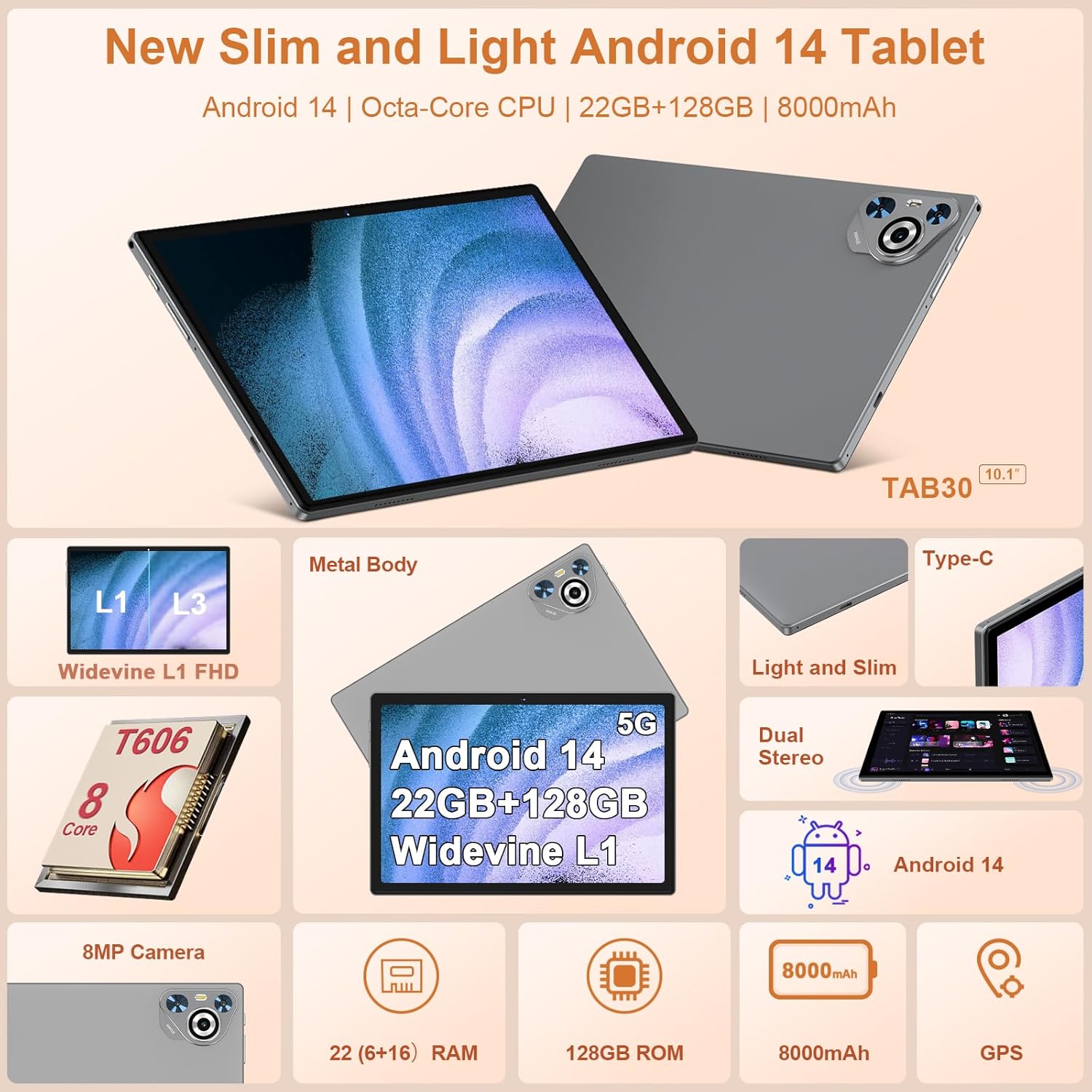 101 Inch Tablet 22GB RAM 128GB ROM 1TB Expansion Grey   - New York - Albany ID1593856 3