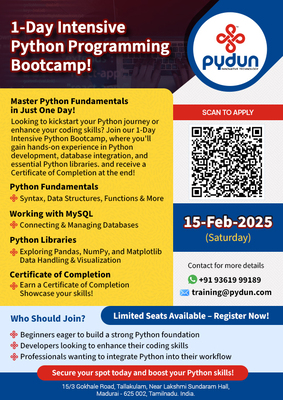 1Day Python Bootcamp Training in Madurai - Tamil Nadu - Madurai ID1595686