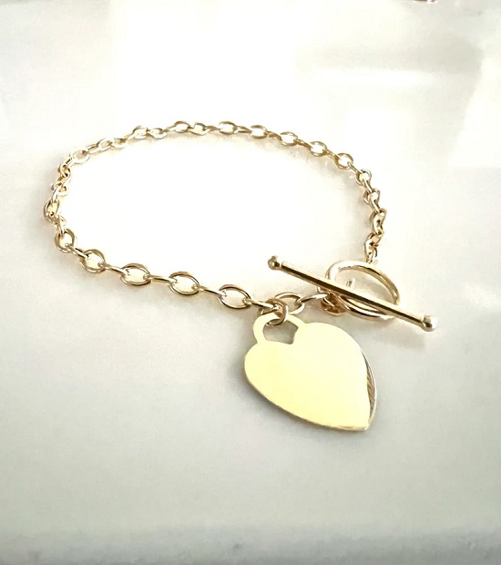 14K Yellow Gold Toggle Clasp With Heart Charm  ZoeyreedDesi - New York - New York ID1543784