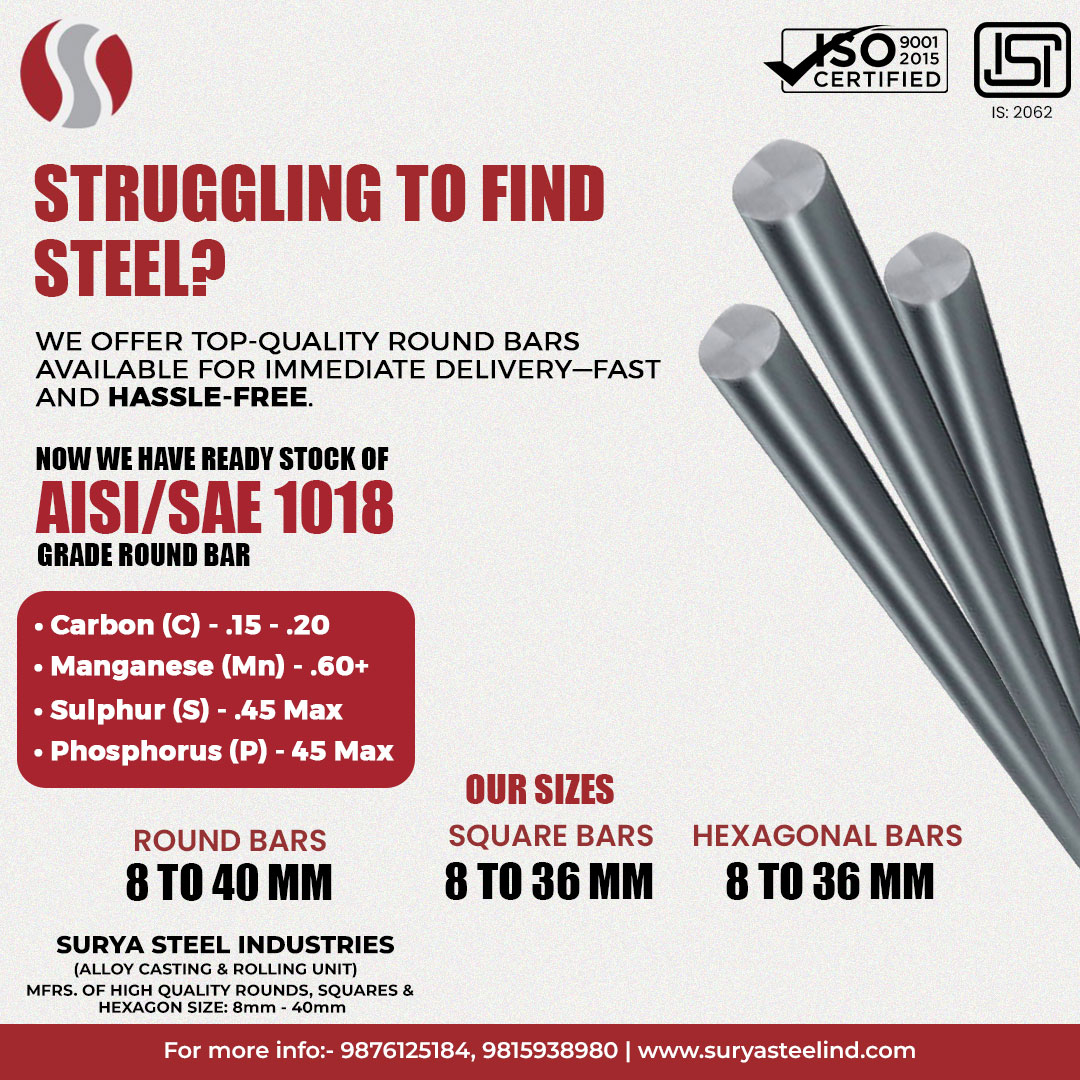 Top MS Round Bars Manufacturer  HighQuality Mild Steel Bar - Punjab - Pathankot ID1596015