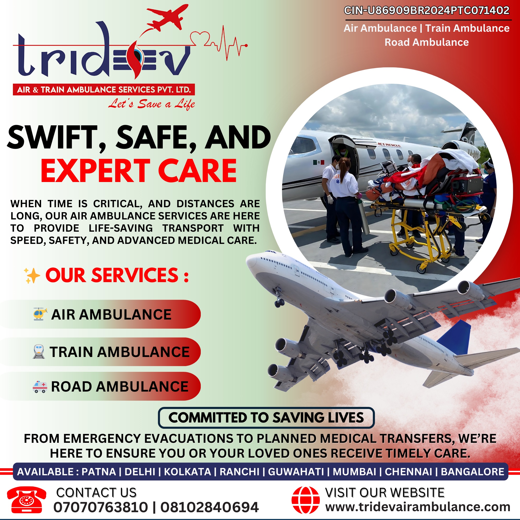 The Medical Care  Tridev Air Ambulance Services in Ranchi  - Jharkhand - Ranchi ID1590477