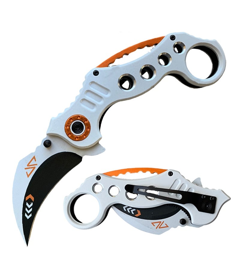  Closed Spring Assisted Folder White Karambit Tactical Knife - California - Anaheim ID1535916