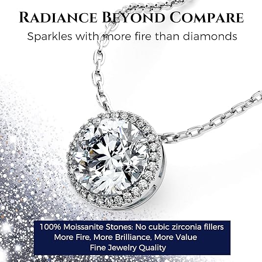Moissanite Necklace for Women S925 Sterling Silver Jewelry  - New York - Albany ID1595620 3