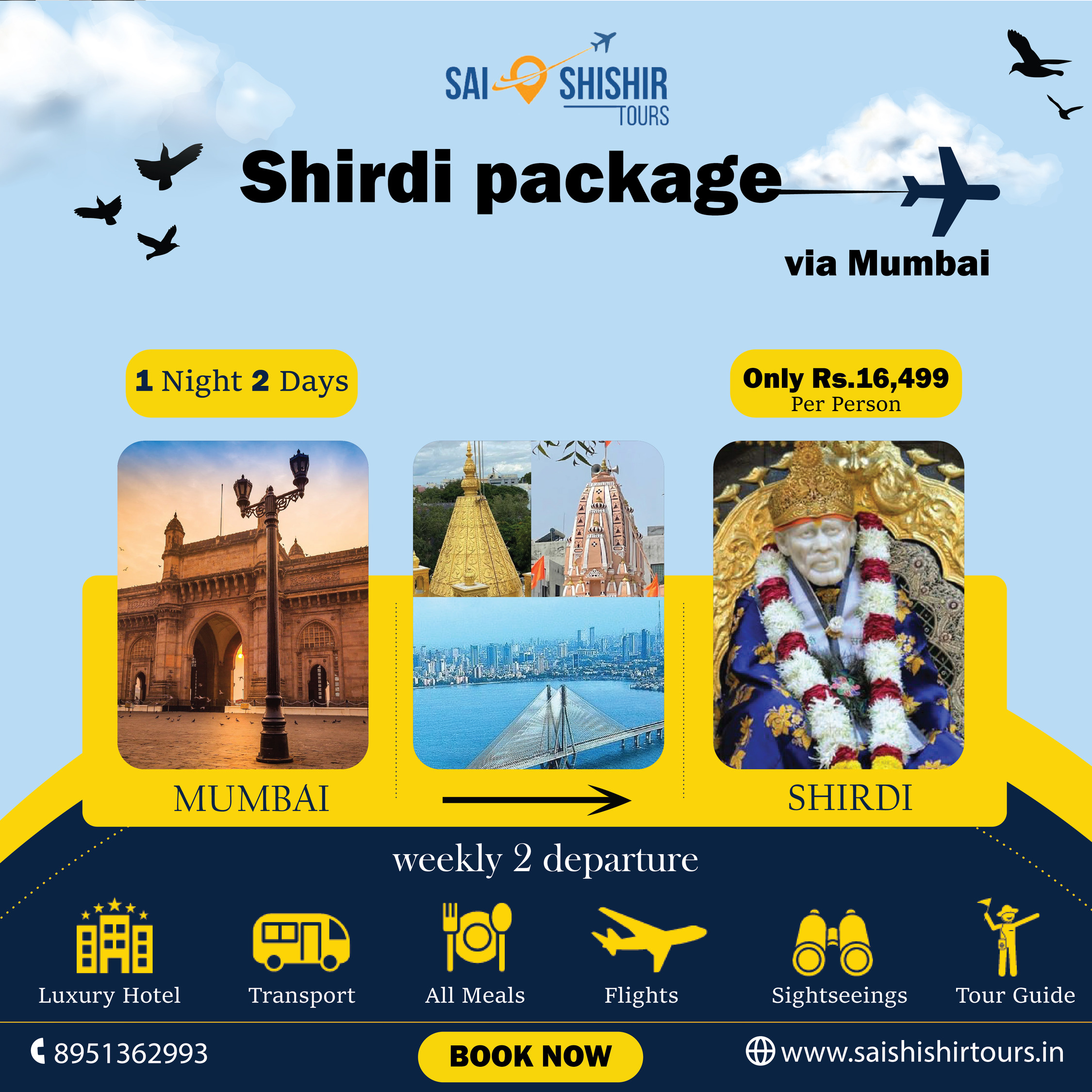 Shirdi flight package from Bangalore  Saishishir Tours - Karnataka - Bangalore ID1555331