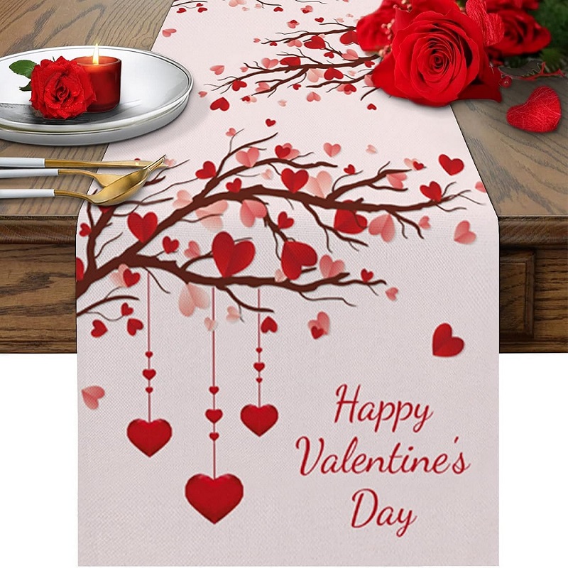 Valentines Day Table Runners 13x70inch Pink Cotton Linen T - New York - Albany ID1595412
