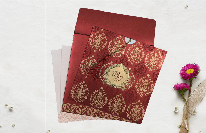 Modern  Fancy Indian Wedding Invitations  Order Now - Massachusetts - Boston ID1598747