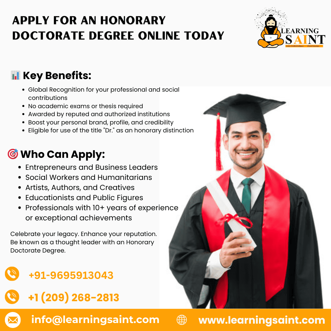 Apply for an Honorary Doctorate Degree Online Today - Karnataka - Bangalore ID1610514