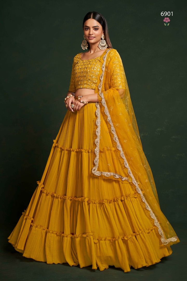 Shop Womens Stylish Trendy Yellow Lehenga Online - Maharashtra - Mumbai ID1559491