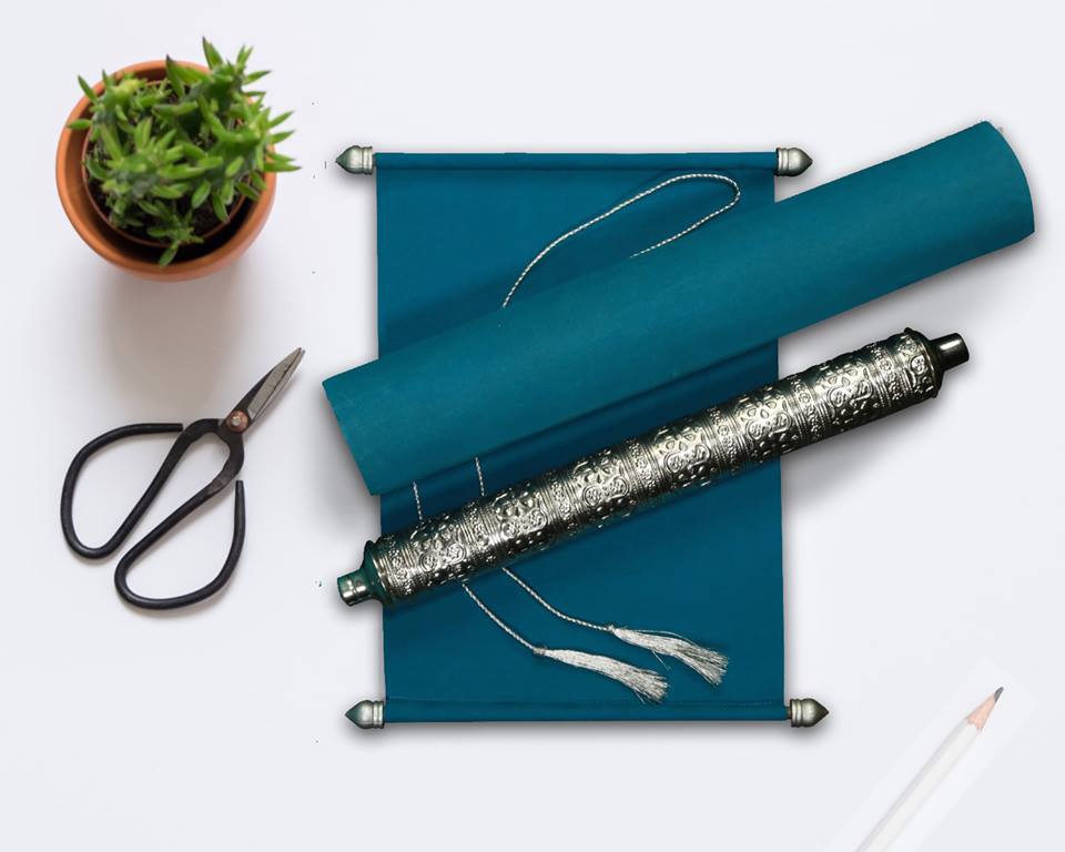 Turquoise Velvet Scroll Wedding Cards Invitations - Massachusetts - Boston ID1611411