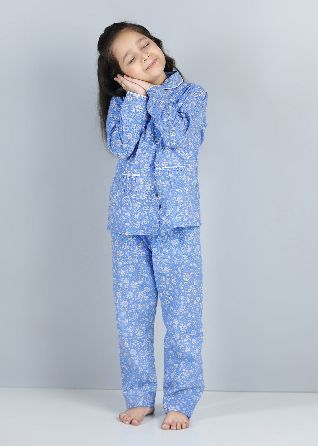 Buy Jaal Blue Full Sleeves Cotton Nighsuit Girl Online - Rajasthan - Jaipur ID1551800
