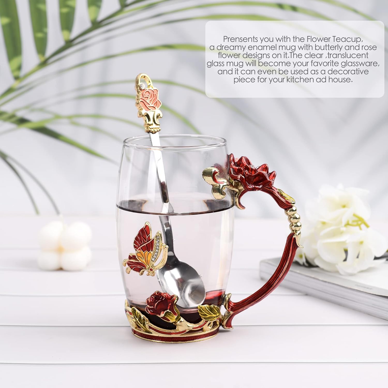 Glass Coffee Cup Tea Mug  Gifts with Spoon Set Handmade - New York - Albany ID1595576 3