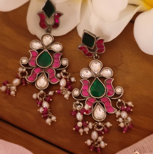 Buy Designer Pure Silver Earrings Studs  Danglers Online a - Gujarat - Ahmedabad ID1548503